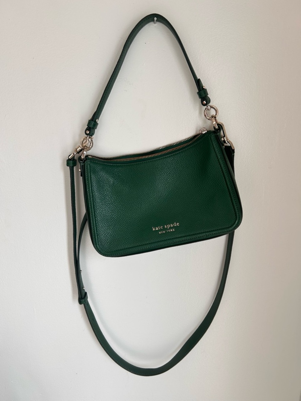 kate spade Forest Green Pebbled Leather Crossbody Bag
